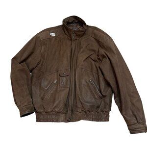 Wilsons Adventure Bound Men's Bomber Jacket Sz XXLT Brown Leather Thinsulate